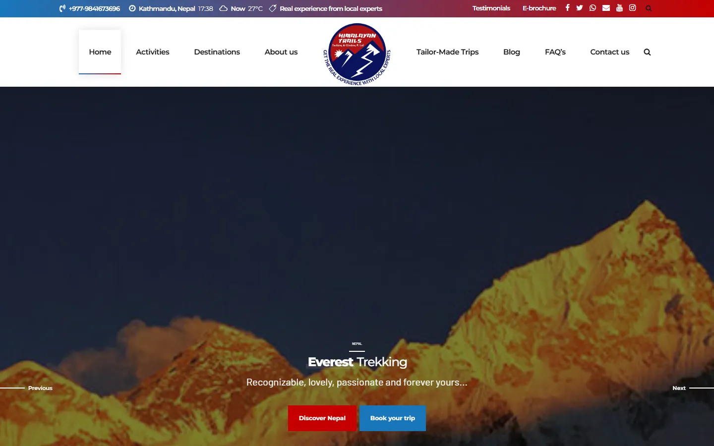 Nepal Himalayan Trails website screenshot
